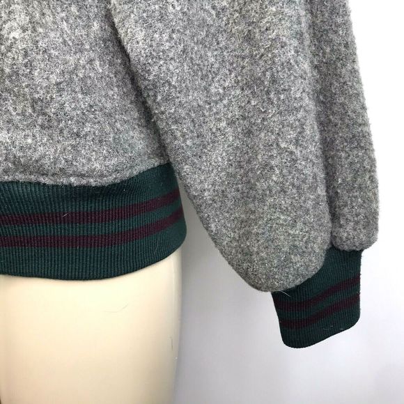 Ralph Lauren Wool Jacket Size M Gray Varsity Crest Patch Badge Zip Hooded Pocket - Picture 4 of 12